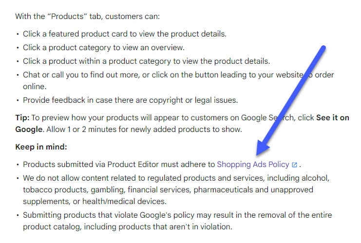 What constitutes a Product in Google Profiles