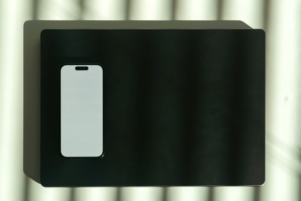 Close-up of a smartphone screen showing a clean, minimalist map with a single, focused location pin, symbolizing AI search...