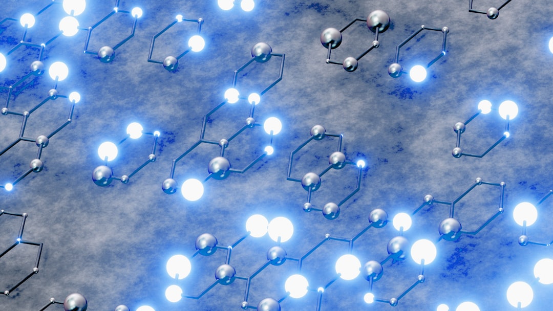 A modern, abstract image of glowing blue nodes connected by thin lines on a dark background, representing a website's internal linking structure for AI search.